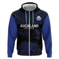 Custom Oceania Football NZ Auckland Zip Hoodie Minimal City Map Style LT9 Zip Hoodie Blue - Polynesian Pride