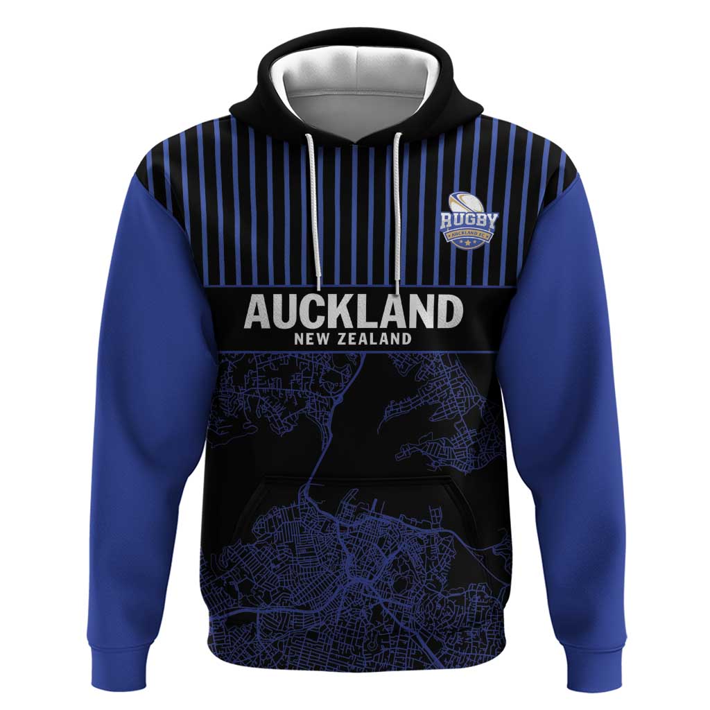 Custom Oceania Football NZ Auckland Zip Hoodie Minimal City Map Style LT9 Pullover Hoodie Blue - Polynesian Pride