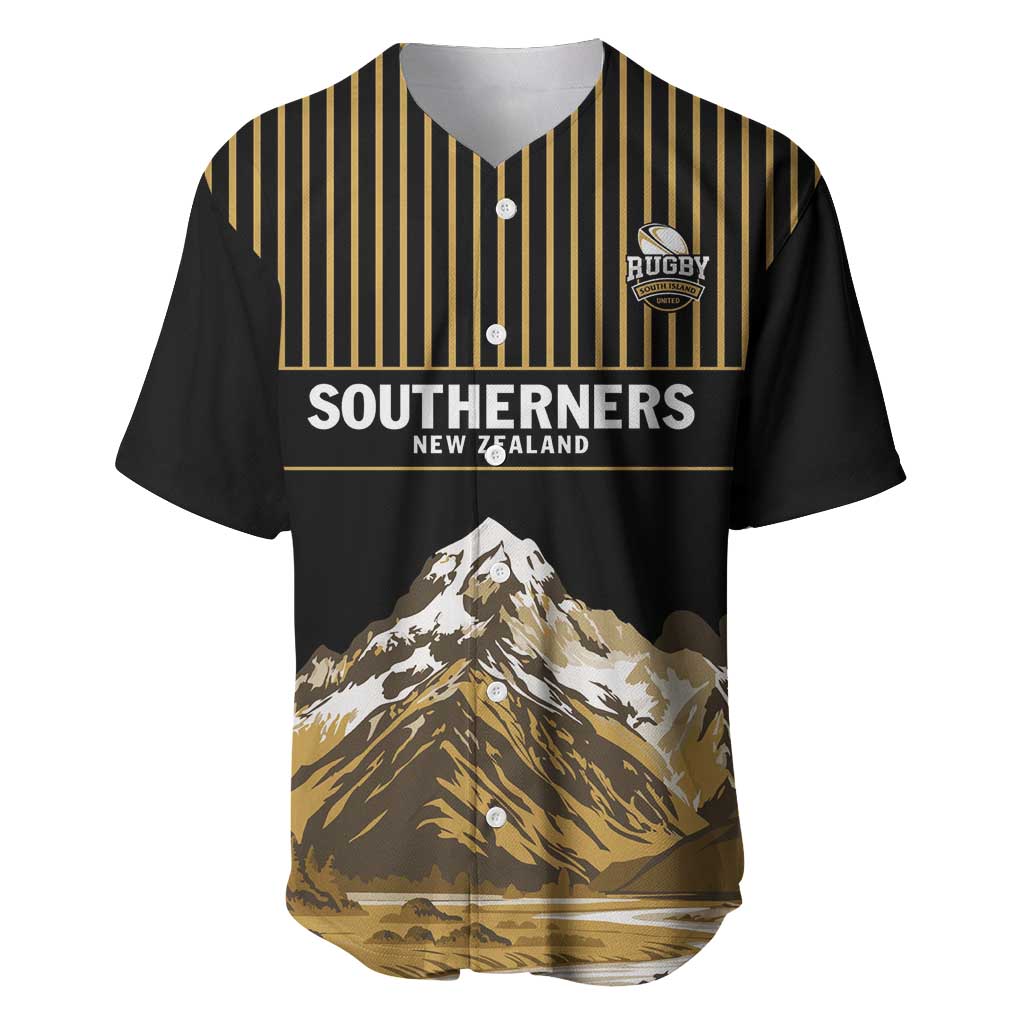 Custom Oceania Football NZ South Island Baseball Jersey Minimal Mount Cook Silhouette LT9 Black - Polynesian Pride