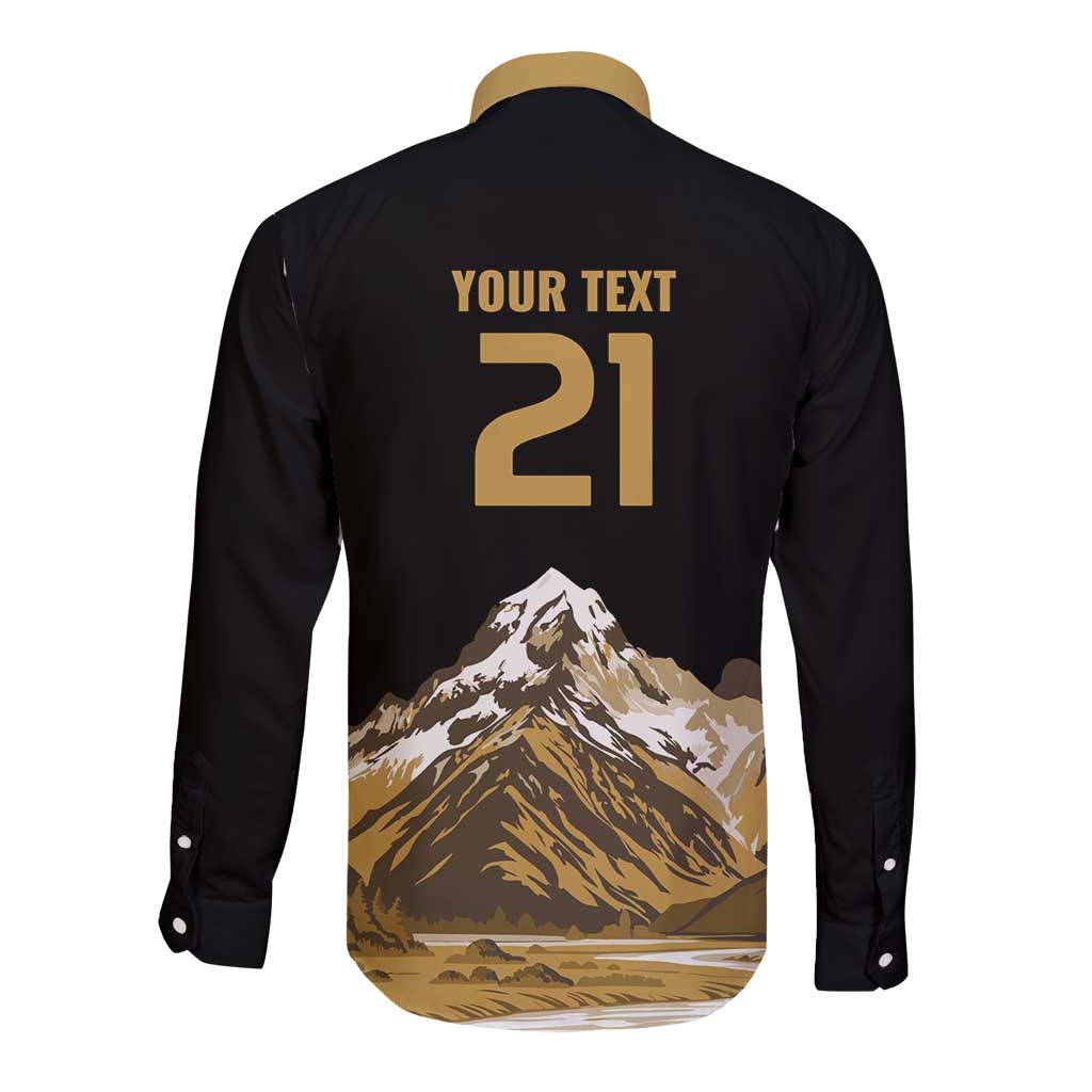 Custom Oceania Football NZ South Island Long Sleeve Button Shirt Minimal Mount Cook Silhouette LT9 - Polynesian Pride