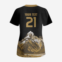 Custom Oceania Football NZ South Island Scrub Top Minimal Mount Cook Silhouette LT9 - Polynesian Pride