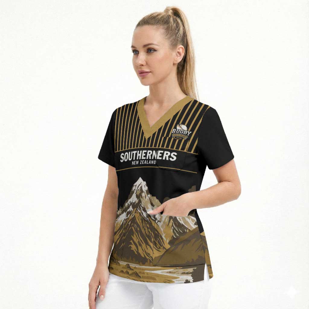 Custom Oceania Football NZ South Island Scrub Top Minimal Mount Cook Silhouette LT9 - Polynesian Pride