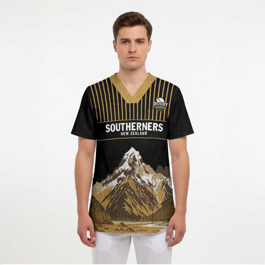 Custom Oceania Football NZ South Island Scrub Top Minimal Mount Cook Silhouette LT9 - Polynesian Pride