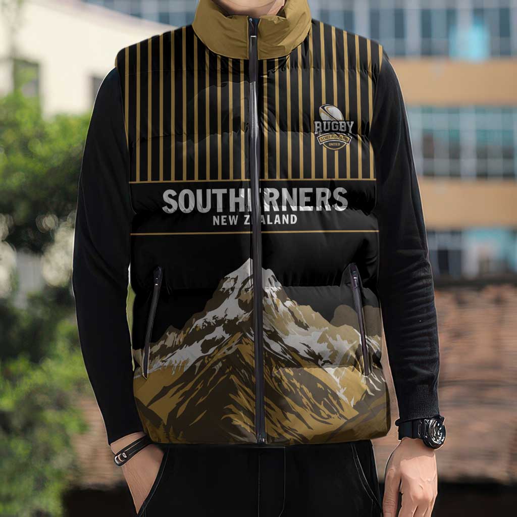 Custom Oceania Football NZ South Island Sleeveless Puffer Jacket Minimal Mount Cook Silhouette LT9 - Polynesian Pride