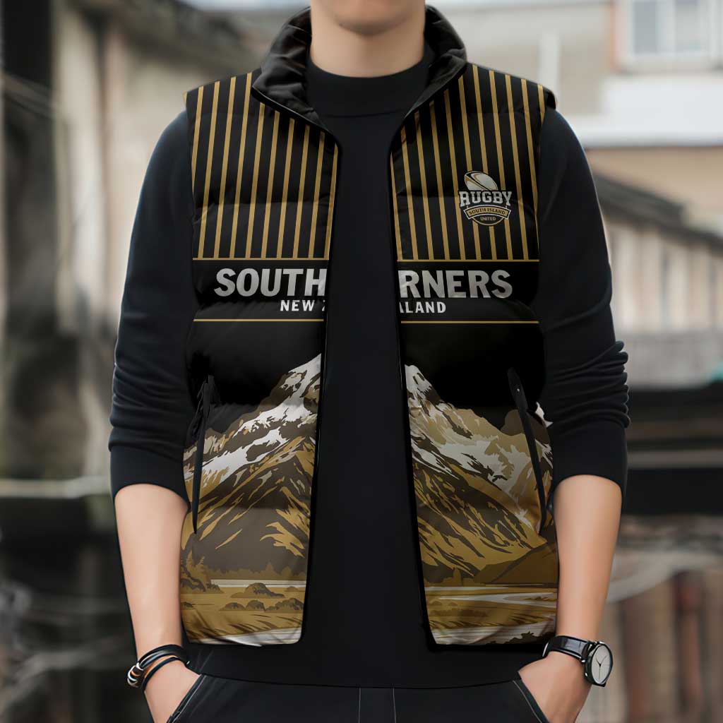 Custom Oceania Football NZ South Island Sleeveless Puffer Jacket Minimal Mount Cook Silhouette LT9 - Polynesian Pride