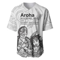 Aroha Maori Language Baseball Jersey Te Reo Maori Inspired Art LT9 white - Polynesian Pride