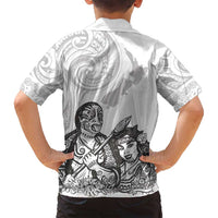 Aroha Maori Language Family Matching Long Sleeve Bodycon Dress and Hawaiian Shirt Te Reo Maori Inspired Art LT9 - Polynesian Pride