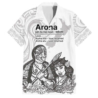 Aroha Maori Language Family Matching Long Sleeve Bodycon Dress and Hawaiian Shirt Te Reo Maori Inspired Art LT9 Dad's Shirt - Short Sleeve white - Polynesian Pride