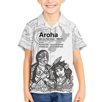 Aroha Maori Language Family Matching Off Shoulder Maxi Dress and Hawaiian Shirt Te Reo Maori Inspired Art