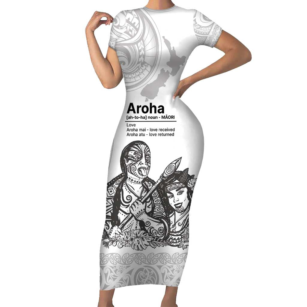 Aroha Maori Language Family Matching Short Sleeve Bodycon Dress and Hawaiian Shirt Te Reo Maori Inspired Art