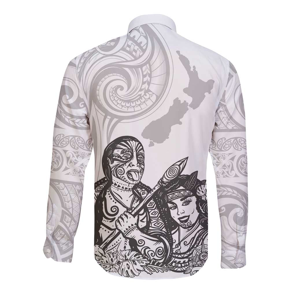 Aroha Maori Language Long Sleeve Button Shirt Te Reo Maori Inspired Art LT9 - Polynesian Pride