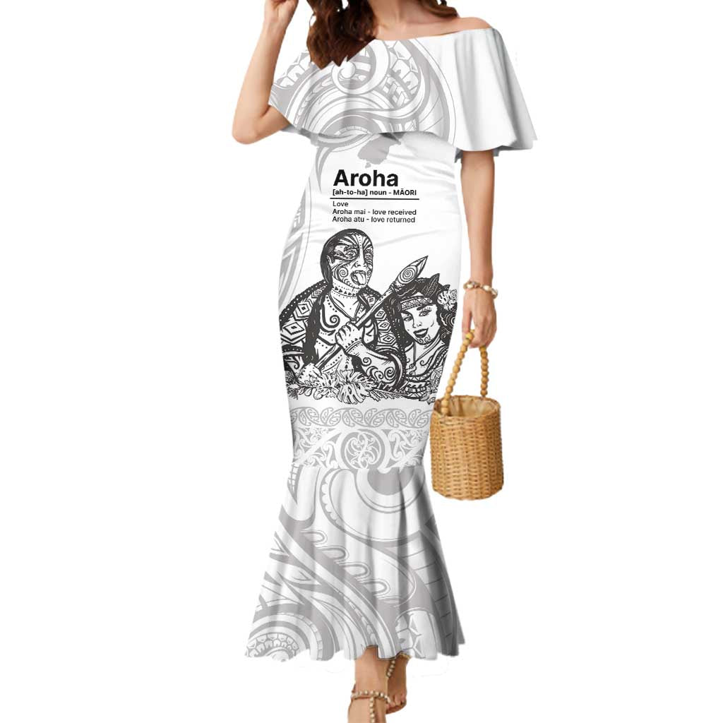 Aroha Maori Language Mermaid Dress Te Reo Maori Inspired Art LT9 Women white - Polynesian Pride