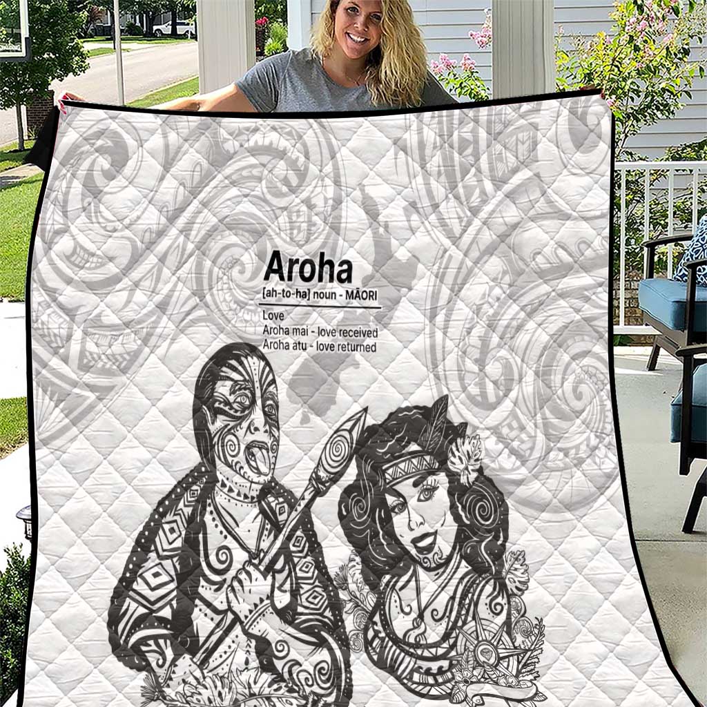 Aroha Maori Language Quilt Te Reo Maori Inspired Art LT9 white - Polynesian Pride