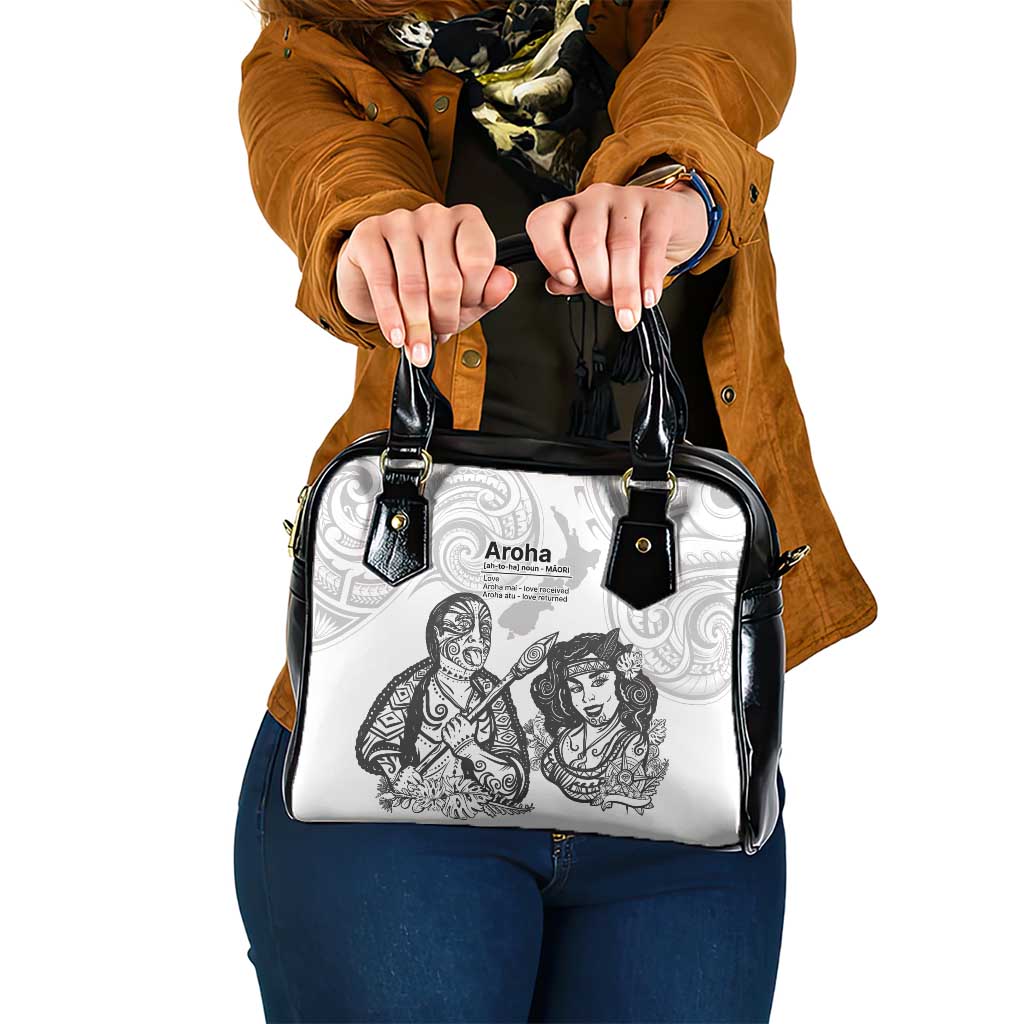 Aroha Maori Language Shoulder Handbag Te Reo Maori Inspired Art LT9 One Size white - Polynesian Pride
