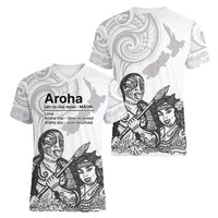 Aroha Maori Language Women V-Neck T-Shirt Te Reo Maori Inspired Art