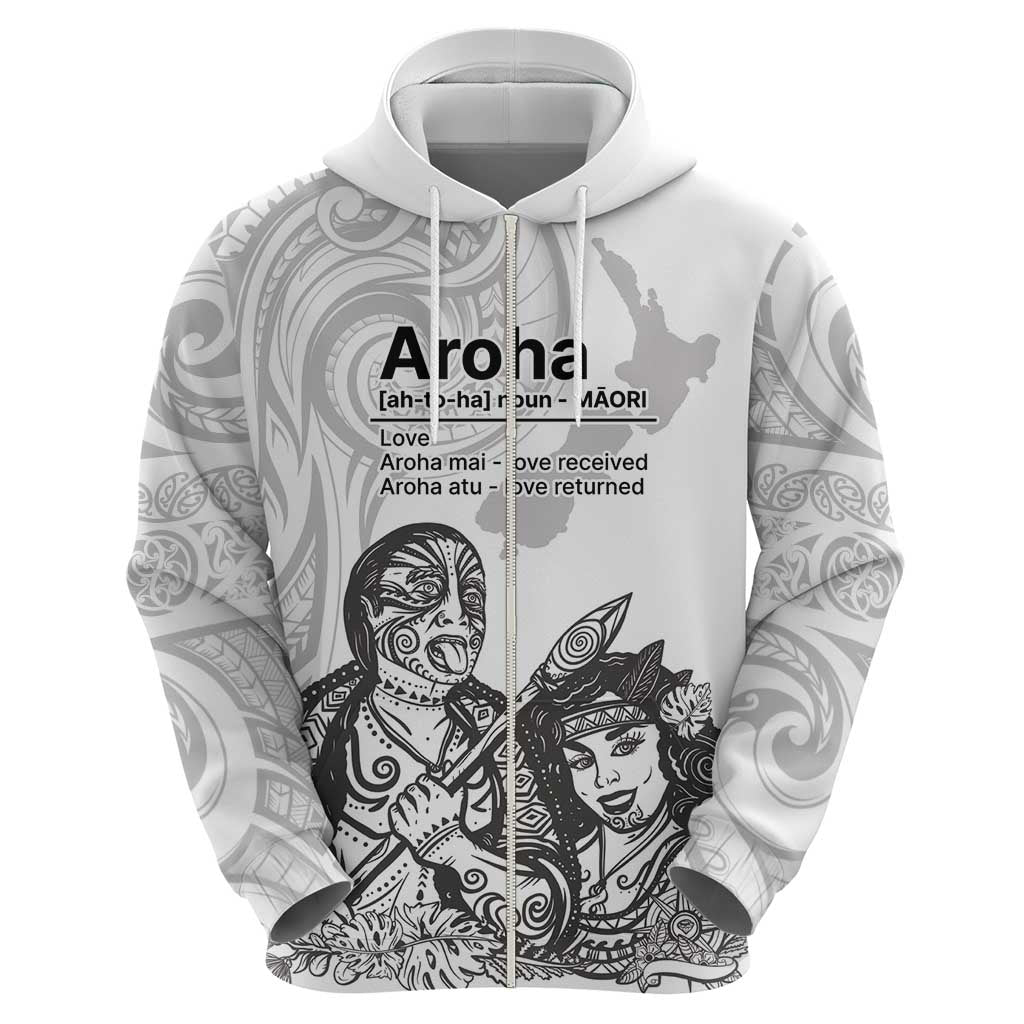 Aroha Maori Language Zip Hoodie Te Reo Maori Inspired Art LT9 - Polynesian Pride