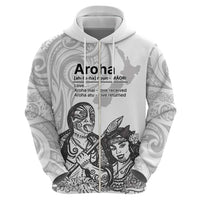 Aroha Maori Language Zip Hoodie Te Reo Maori Inspired Art LT9 - Polynesian Pride