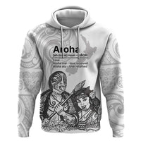 Aroha Maori Language Zip Hoodie Te Reo Maori Inspired Art LT9 Pullover Hoodie white - Polynesian Pride