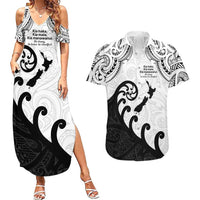 Kia Haka Maori language Couples Matching Summer Maxi Dress and Hawaiian Shirt Te Reo Maori Inspired Art