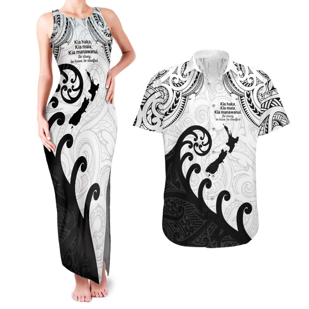 Kia Haka Maori language Couples Matching Tank Maxi Dress and Hawaiian Shirt Te Reo Maori Inspired Art