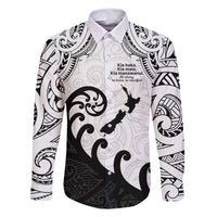 Kia Haka Maori language Family Matching Long Sleeve Bodycon Dress and Hawaiian Shirt Te Reo Maori Inspired Art LT9 Dad's Shirt - Long Sleeve white - Polynesian Pride