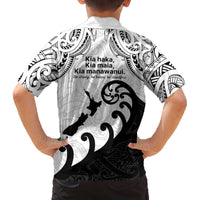 Kia Haka Maori language Family Matching Off The Shoulder Long Sleeve Dress and Hawaiian Shirt Te Reo Maori Inspired Art LT9 - Polynesian Pride