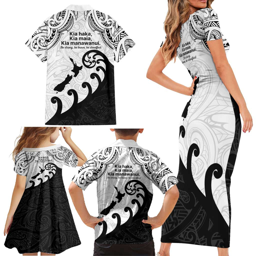 Kia Haka Maori language Family Matching Short Sleeve Bodycon Dress and Hawaiian Shirt Te Reo Maori Inspired Art