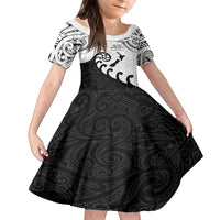 Kia Haka Maori language Family Matching Summer Maxi Dress and Hawaiian Shirt Te Reo Maori Inspired Art LT9 Daughter's Dress white - Polynesian Pride