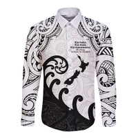 Kia Haka Maori language Long Sleeve Button Shirt Te Reo Maori Inspired Art LT9 Unisex white - Polynesian Pride