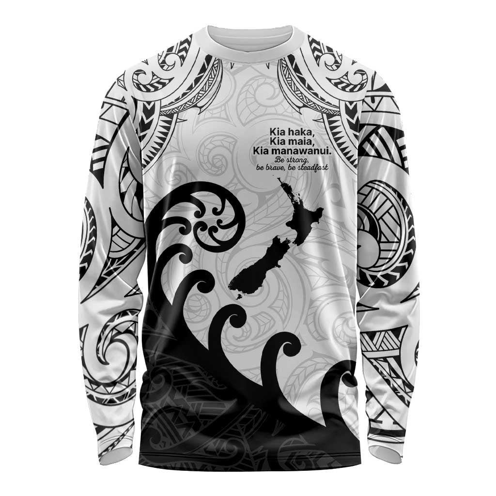 Kia Haka Maori language Long Sleeve Shirt Te Reo Maori Inspired Art LT9 Unisex white - Polynesian Pride