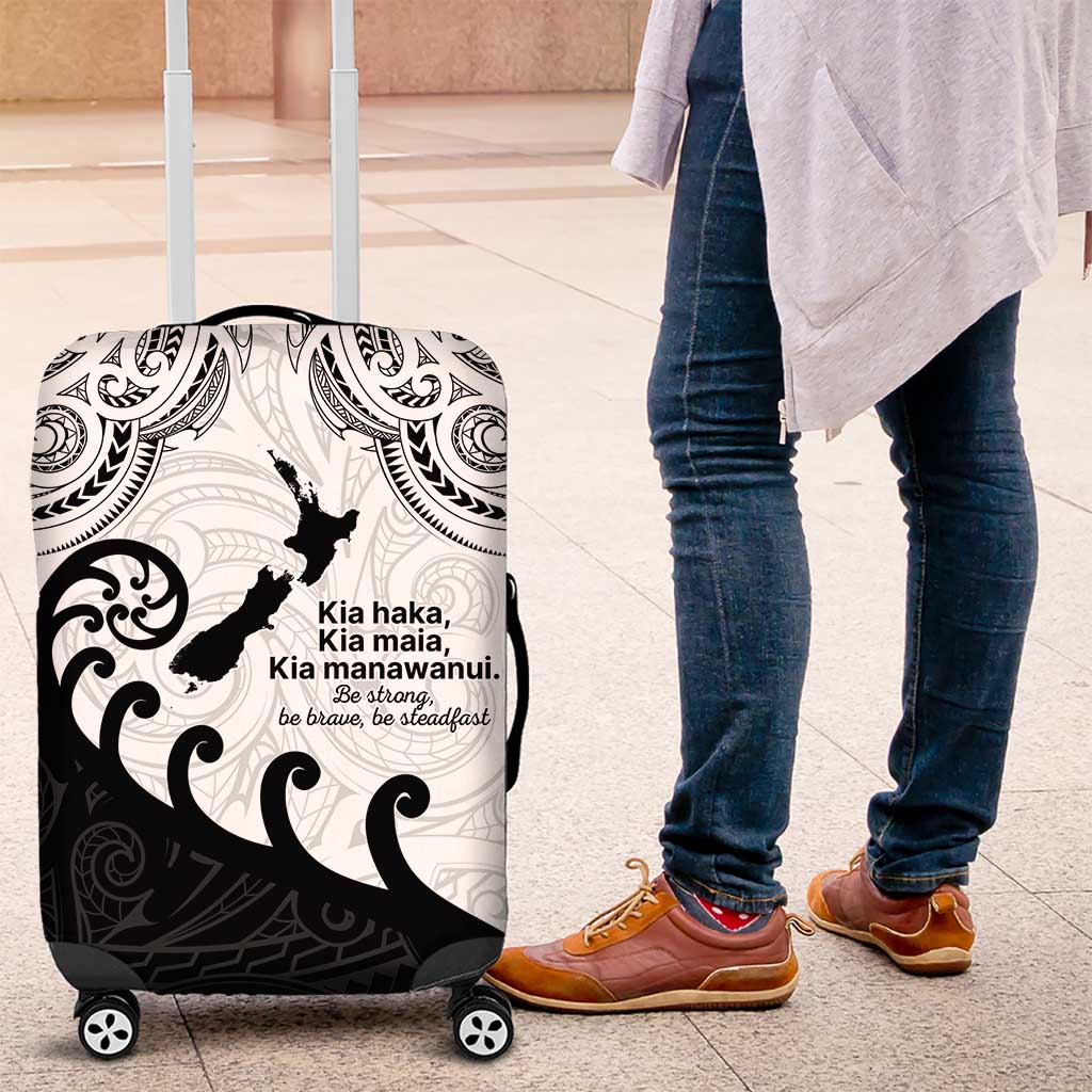 Kia Haka Maori language Luggage Cover Te Reo Maori Inspired Art LT9 white - Polynesian Pride