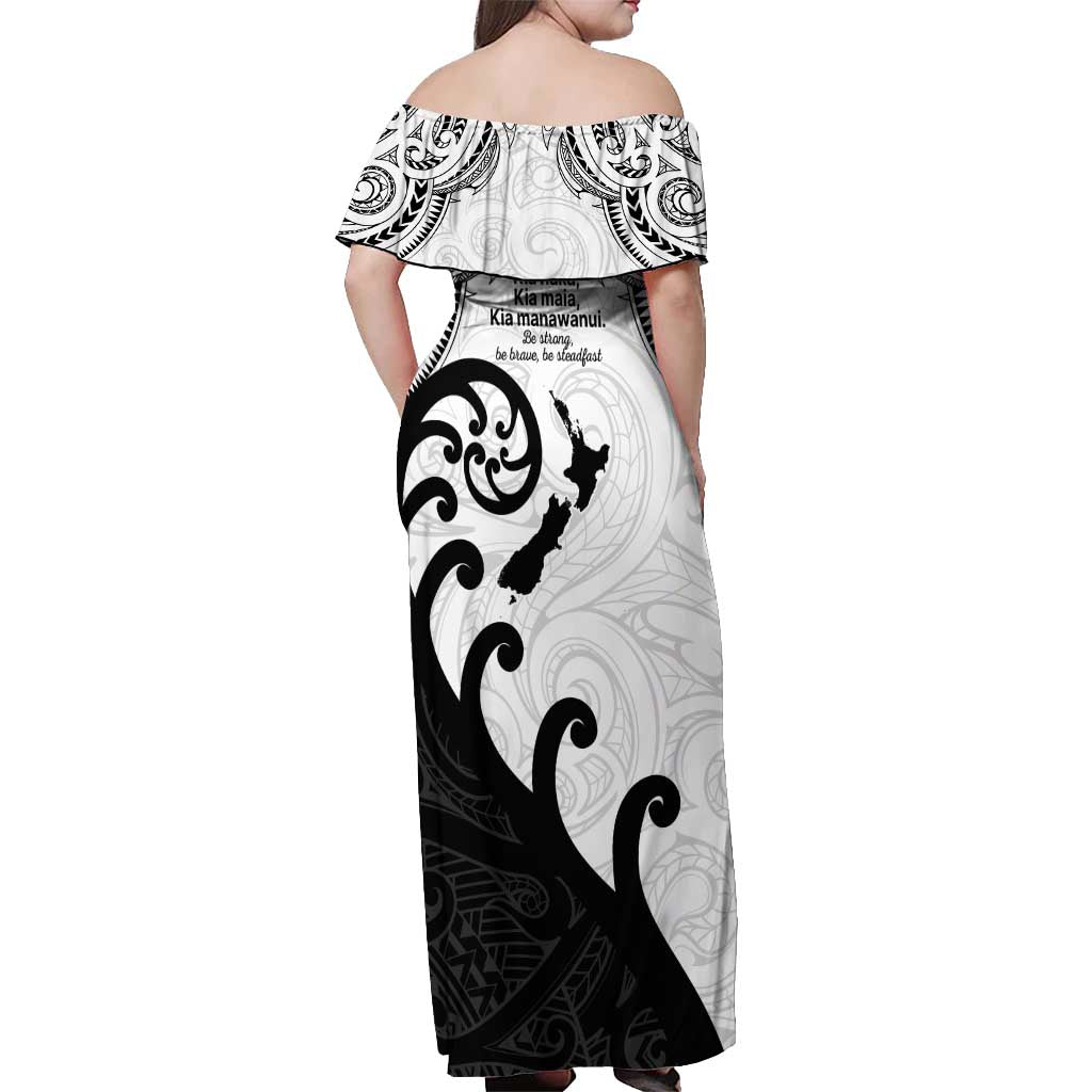 Kia Haka Maori language Off Shoulder Maxi Dress Te Reo Maori Inspired Art