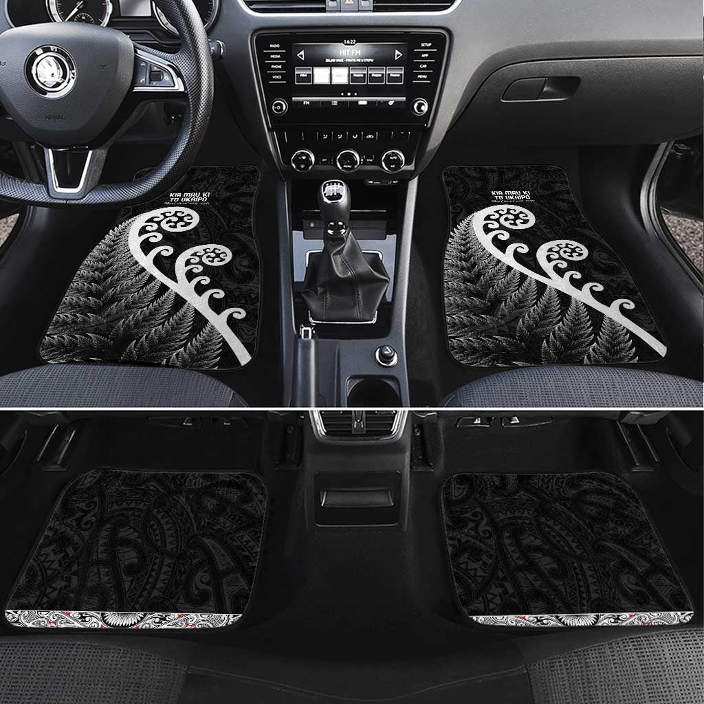 Kia Mau Ki To Ukaipo Car Mats Te Reo Maori Koru Fern Art LT9 Set 4pcs Black - Polynesian Pride