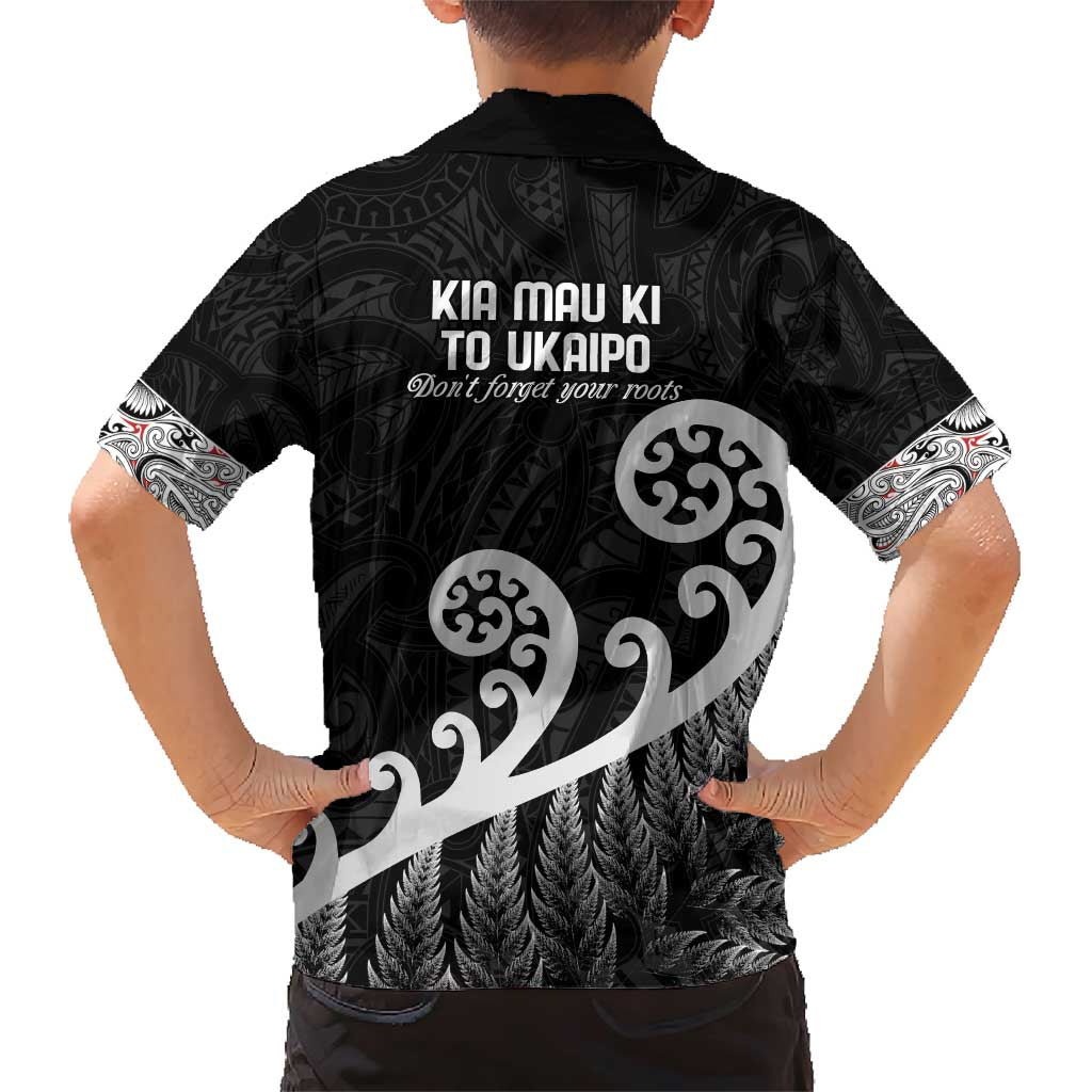 Kia Mau Ki To Ukaipo Family Matching Short Sleeve Bodycon Dress and Hawaiian Shirt Te Reo Maori Koru Fern Art