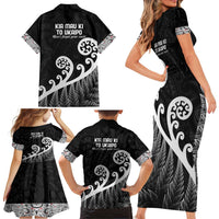 Kia Mau Ki To Ukaipo Family Matching Short Sleeve Bodycon Dress and Hawaiian Shirt Te Reo Maori Koru Fern Art