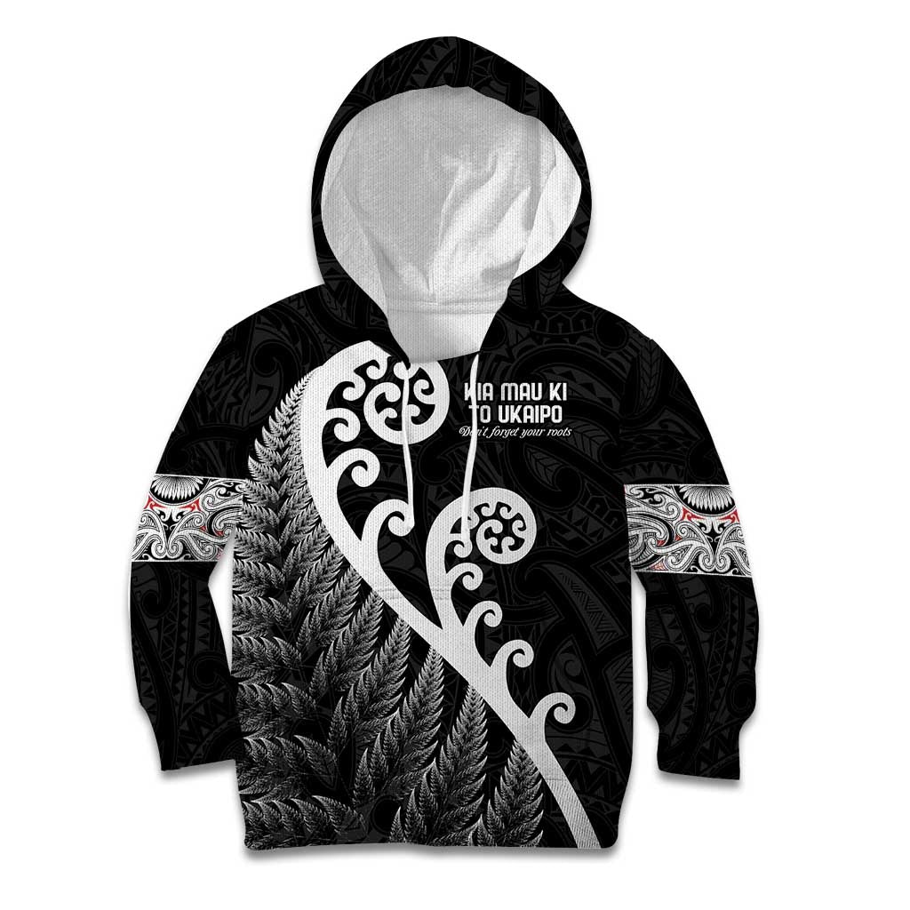 Kia Mau Ki To Ukaipo Kid Hoodie Te Reo Maori Koru Fern Art LT9 Hoodie Black - Polynesian Pride