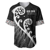 Kia Ora Maori Language Baseball Jersey Te Reo Maori Koru Fern Art LT9 Black - Polynesian Pride