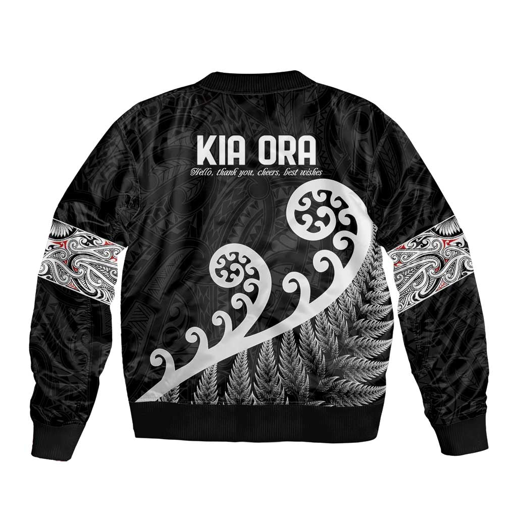 Kia Ora Maori Language Bomber Jacket Te Reo Maori Koru Fern Art
