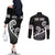 Kia Ora Maori Language Couples Matching Off The Shoulder Long Sleeve Dress and Long Sleeve Button Shirt Te Reo Maori Koru Fern Art