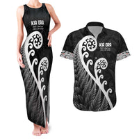 Kia Ora Maori Language Couples Matching Tank Maxi Dress and Hawaiian Shirt Te Reo Maori Koru Fern Art