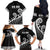 Kia Ora Maori Language Family Matching Off The Shoulder Long Sleeve Dress and Hawaiian Shirt Te Reo Maori Koru Fern Art
