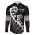 Kia Ora Maori Language Family Matching Off The Shoulder Long Sleeve Dress and Hawaiian Shirt Te Reo Maori Koru Fern Art