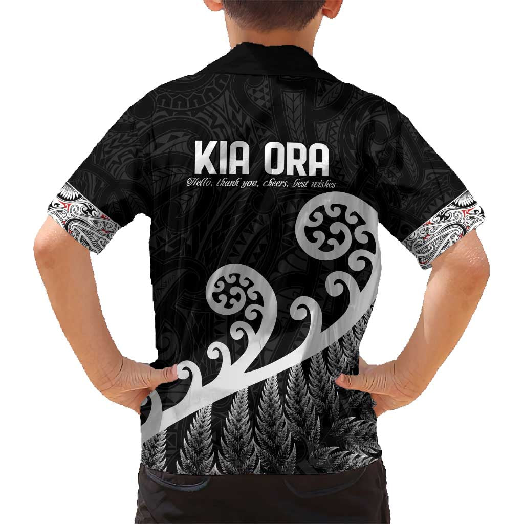 Kia Ora Maori Language Family Matching Off Shoulder Short Dress and Hawaiian Shirt Te Reo Maori Koru Fern Art LT9 - Polynesian Pride