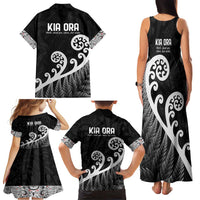Kia Ora Maori Language Family Matching Tank Maxi Dress and Hawaiian Shirt Te Reo Maori Koru Fern Art