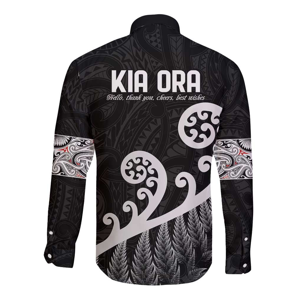 Kia Ora Maori Language Long Sleeve Button Shirt Te Reo Maori Koru Fern Art LT9 - Polynesian Pride