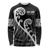 Kia Ora Maori Language Long Sleeve Shirt Te Reo Maori Koru Fern Art LT9 Unisex Black - Polynesian Pride