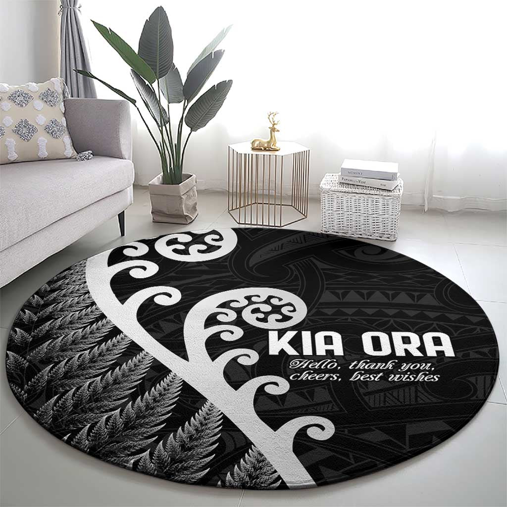 Kia Ora Maori Language Round Carpet Te Reo Maori Koru Fern Art LT9 - Polynesian Pride