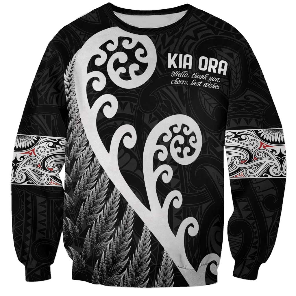 Kia Ora Maori Language Sweatshirt Te Reo Maori Koru Fern Art