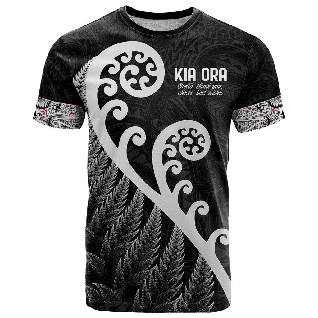 Kia Ora Maori Language T Shirt Te Reo Maori Koru Fern Art LT9 Black - Polynesian Pride