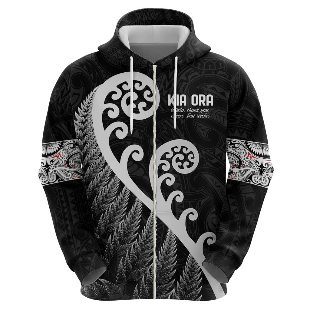 Kia Ora Maori Language Zip Hoodie Te Reo Maori Koru Fern Art LT9 - Polynesian Pride